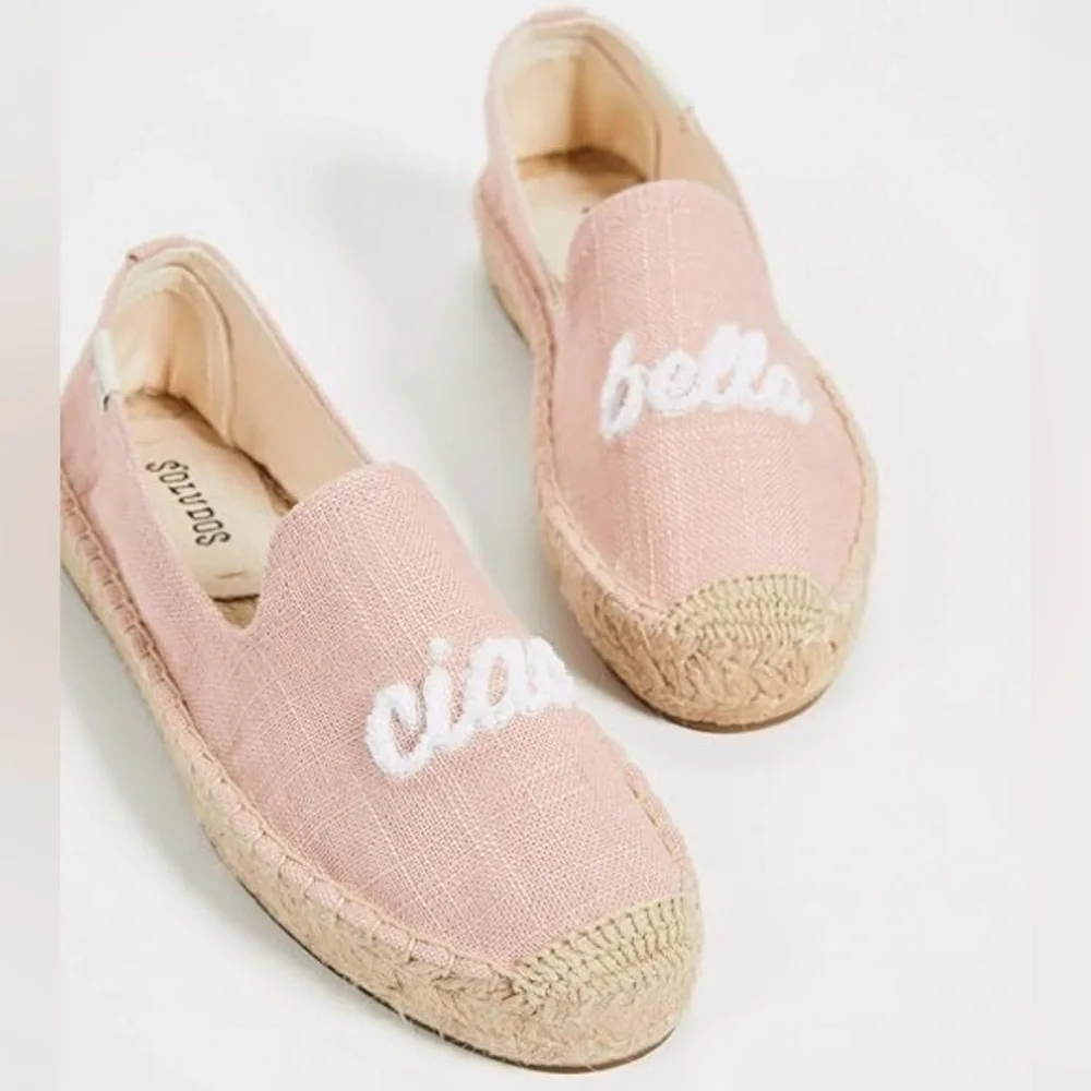 Soludos Ciao Bella Dusty Pink & Woven Smoking Slippers Espadrilles | Size 6